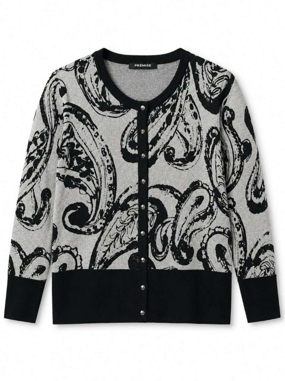 Premise Grey Black Paisley Button Up Cardigan Size S NWT - Picture 5 of 6